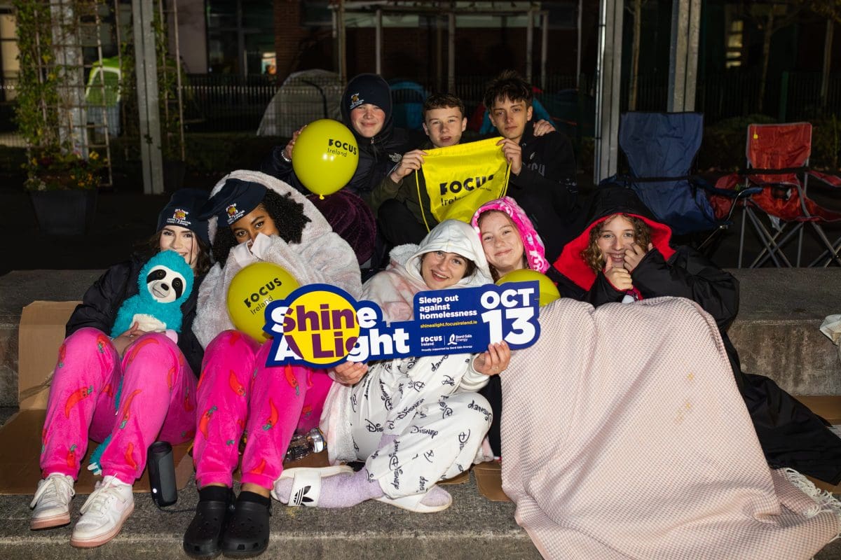 A group of school children sleep out for Focus Ireland